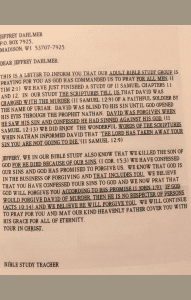 Jeffrey Dahmer letter